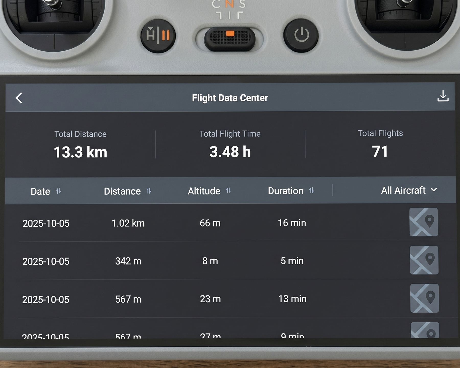 DJI Flight Data Center screenshot
