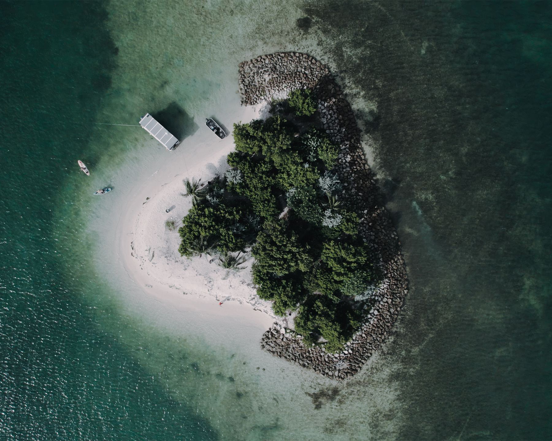 Aerial shot island Florida Keys